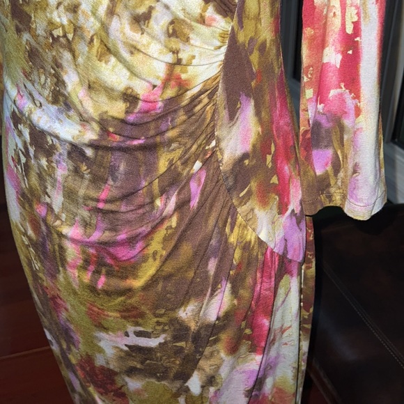 Lafayette 148 New York Dress Asymmetrical Neckline Size 8 Midi Abstract floral - Picture 4 of 16